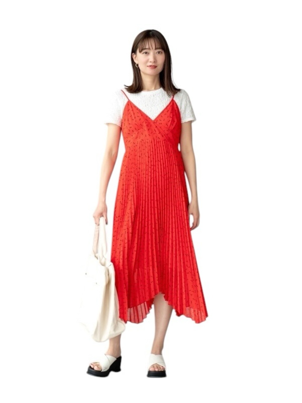 Uniqlo Pleated Camisole Dress (Dot)- Size XS